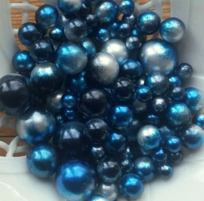 Perlen Kunststoff blau Runde 50 Stück Perlmutt - Bild 1 von 2