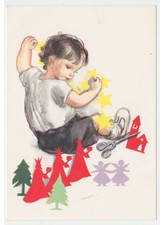 Navidad Tarjeta Postal Vintage Chica Decoraciones por Papel Re Magi Zandrino