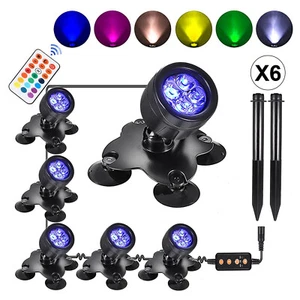 6X RGB Submersible Underwater Spot Light for Garden Pond Fish Tank Fountain T4N6 - Picture 1 of 8