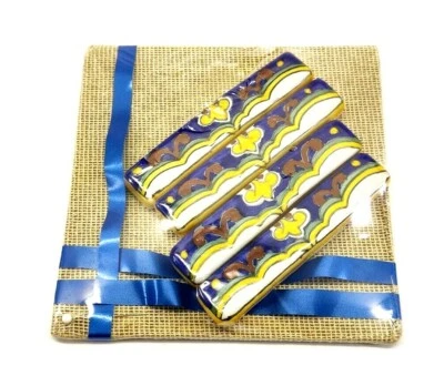 4 Small Ceramic Hand Painted Mexico Tiles In Wrap Package - Image 1 of 4