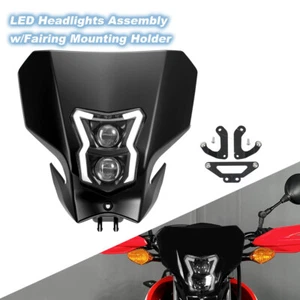LED Headlights Assembly w/Fairing Mounting Holder For Honda XR125L XR150L XR190L - Picture 1 of 24