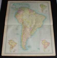 Map of South America from 1920 Times Survey Atlas, Political, also Inset Maps