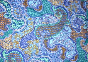 Psychedelic Paisley Alan J Naness Fabric Screen Print Curtain 2 panels Vtg 72x25 - Picture 1 of 9
