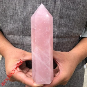 1 pieza obelisco de cuarzo rosa natural punto de cristal de cuarzo 600 g + torre de curación de gemas - Imagen 1 de 10