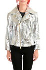 Dsquared2 Women's Silver 100% Leather Full Zip Bomber Jacket Us Xl It 46