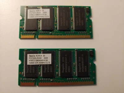 (2) Hynix  128MB   DDR 266MHz CL2.5 SO-DIMM's       FREE Shipping - Image 1 of 2