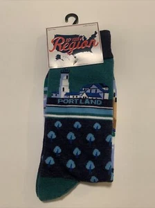 Calcetines PORTLAND Rep Your Region Faros Calcetines Un Par Para Hombres 8-12 Azul Verde - Imagen 1 de 2
