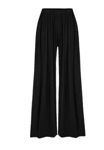 Cider Solid Elastic Waist Pocket Wide Leg Pants Black - Size L - Picture 1 of 7