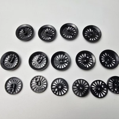 LEGO X15 Train Wheel RC Black Used, Spoked with Technic Axle Hole 85489 big LOT - Image 1 of 4