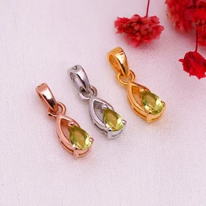 Colgante de piedras preciosas de peridoto verde 925 plata delicado anillo... - Imagen 1 de 15