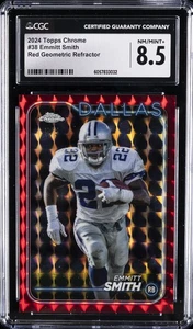 2024 TOPPS CHROME RED GEOMETRIC REFRACTOR #38 EMMITT SMITH 5/5 CGC 8.5 - Picture 1 of 2
