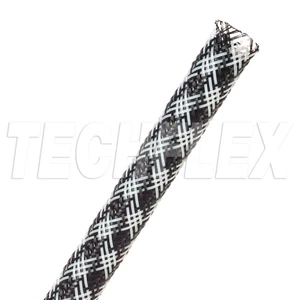 9.5mm Flexo PET Expandable Braided Cable Harness Sleeve Sleeving -Checkered Flag - Picture 1 of 2