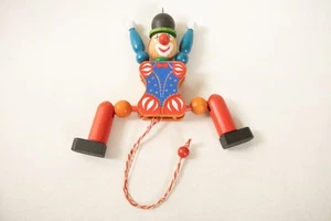 Famo Tirar Cuerda Jumping Jack Payaso (A3L/JSF6) Bailar Madera Pintada Austria - Imagen 1 de 8