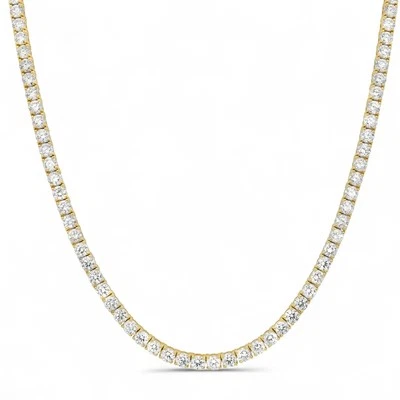 Round Cut Lab Grown Diamond Tennis Necklace 13.15Cttw 14K Yellow Gold  - Image 1 of 4
