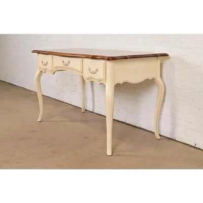 Escritorio Ethan Allen Provincial Francés Luis XV Crema Lacado Arce Superior Foto 1 de 4