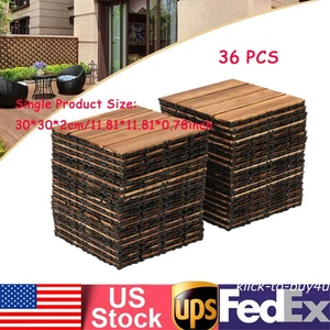 36 piezas de azulejos de madera entrelazados para patio terraza hágalo usted mismo al aire libre 12""x12"" - Imagen 1 de 14
