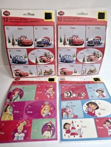 "2014" Gift Tags Christmas Disney Cars, Princess, and Dora 4 Packs Stickers  - Picture 1 of 10