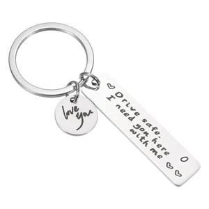 Drive Safe Love You Letter O Keychain I Need You Here with Me, Silver - Picture 1 of 6