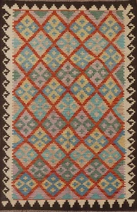 Geometric Kilim Oriental Hand-made Pastel Color Reversible Area Rug 4x6 Carpet - Picture 1 of 9