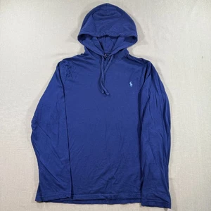 Polo Ralph Lauren Pullover Hoodie Mens Large Blue Lightweight Sweatshirt Pony - Picture 1 of 9