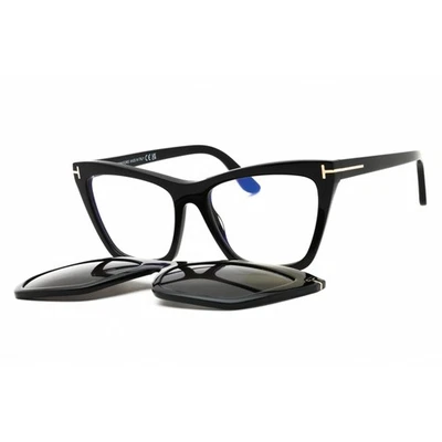Tom Ford Women's Eyeglasses Shiny Black Acetate Cat Eye Shape Frame FT5971-B 001 - Image 1 of 2