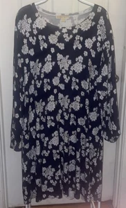 Vestido Suéter Michael Kors Floral Azul Marino/Blanco Manga Larga Talla 3X - Imagen 1 de 4