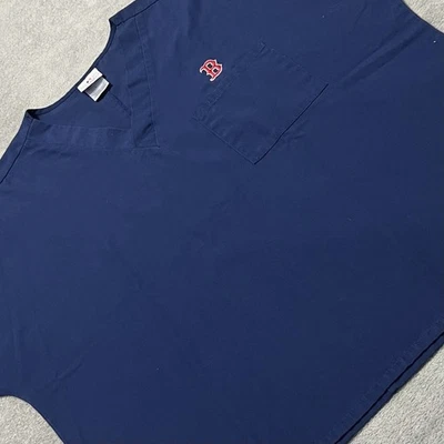 Boston Red Sox Scrub Womens XL blue MLB Genuine Cherokee Uniforms Medical Top - Image 1 of 4