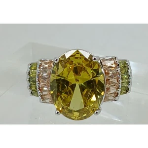 Vintage Ring Größe 10 Silberfarben Weißgold GP Sim Diamant CZ Cocktail Neu aus altem Lagerbestand - Bild 1 von 10