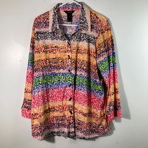 Womens Ali Miles Art To Wear Spots & Striped Button Tunic 3/4 Sleeve Multicolore - Picture 1 of 10