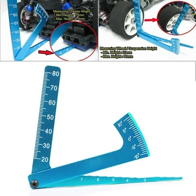 1pc Camber Gauge 3 In1 Alloy Aluminium Blue For 1/8 1/10 RC High Quality - Image 1 of 4