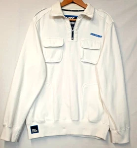Dissident Sweatshirt Pullover XL White Pockets 1/4 Zip Stretch - Picture 1 of 11