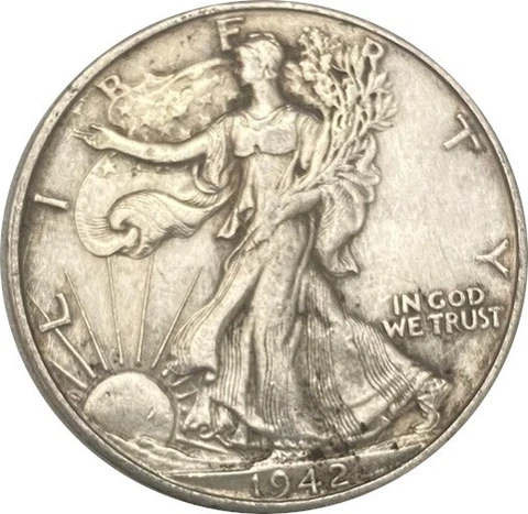 1942-D Silver Walking Liberty Half Dollar Grading VF/XF 90% Silver Cover