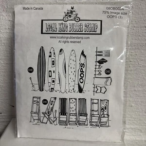 Local King Rubber Stamp Set Surfboards Beach Chairs 080B002A - Picture 1 of 3