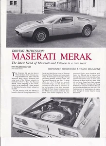 Maserati Merak mezcla de Maserati y Citroën reimpreso de Road & Track - Imagen 1 de 5