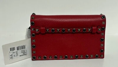 New Valentino Rockstud Red Small beaded Clutch Bag - Image 1 of 4