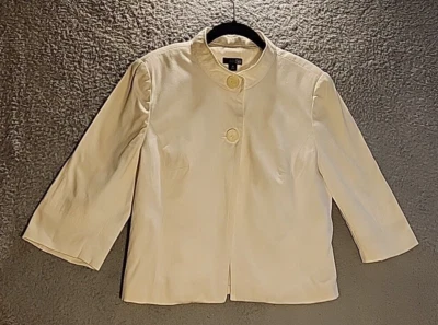 East 5th Blazer Womens M Ivory 3/4 Sleeve Good Buttons Lined Pockets Career - Image 1 of 4