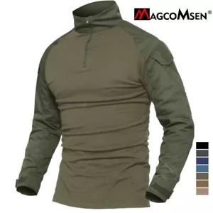 Men's 1/4 Zip Shirts Long Sleeve Ripstop Top Outdoor Work Hiking Training Shirts - Picture 1 of 54
