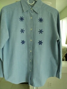 WOMENS CABIN CREEK 100% COTTON DENIM LONG SLEEVE SHIRT #7085 - Picture 1 of 3