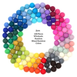 100 Pcs Mixed Colors Natural Felt Balls. 100% Wool Handcrafted 2.0 cm Wholesale - Picture 1 of 9