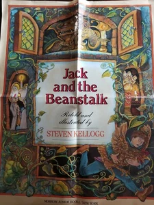 "JACK AND THE BEANSTALK" poster by STEVEN KELLOGG 1991. 20X26" *GOOD* - Picture 1 of 3