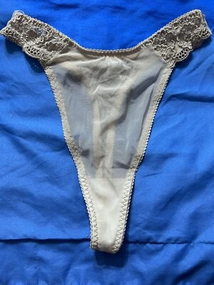 Vintage Olga Nylon Shine Size 6 Thong Bikini Mocha - Image 1 of 4