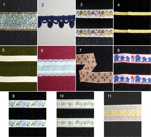 Assorted Jacquard Trims 1 - 10 Yards x 1/4 - 1" Pom Poms Braid 150X CLOSEOUT - Picture 1 of 12