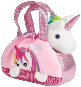 Bolso de mano BRUBAKER arco iris felpa unicornio - 8 pulgadas - rosa - Imagen 1 de 7