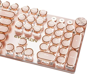 Typewriter Style Mechanical Gaming Keyboard White LED Backlit 104-Key NKRO Pink - Photo 1/12