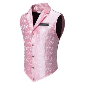 Suit Dress Vest Men's Casual Lapel Jacket Single Breasted Jacquard Slim Fit 2025 - Picture 1 of 29