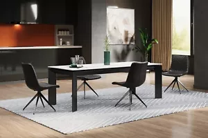 Amador Ceramic Argento Grey 160/220cm Extending Dining Table Set - Picture 1 of 11