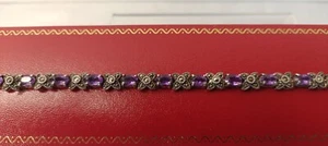 BEAUTIFUL LADIES AMETHYST & MARCASITE STERLING SILVER BRACELET/BANGLE BNIB - Picture 1 of 10