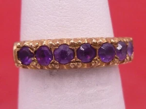Ring Art Deco 14 KT Yellow Gold Amethyst Cocktail Wedding Ring Vintage - Picture 1 of 9