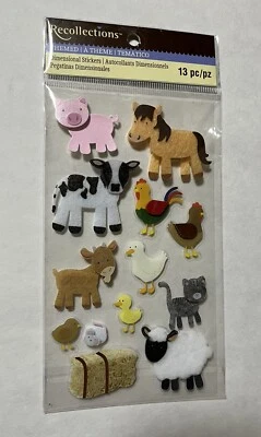 Recollections Dimensional Stickers 13 Pc Farm Animals Pig Horse Cow Chicken Duck - Image 1 of 3