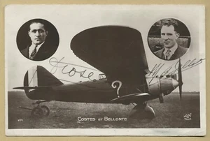 Dieudonne Costes (1892-1973) y Maurice Bellonte (1896-1983) - Rara foto firmada - Imagen 1 de 2
